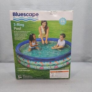 Bluescape 3-Ring Inflatable Pool‎ Blue Dinosaur Print 65in Wide Kids Ages 2+ NEW